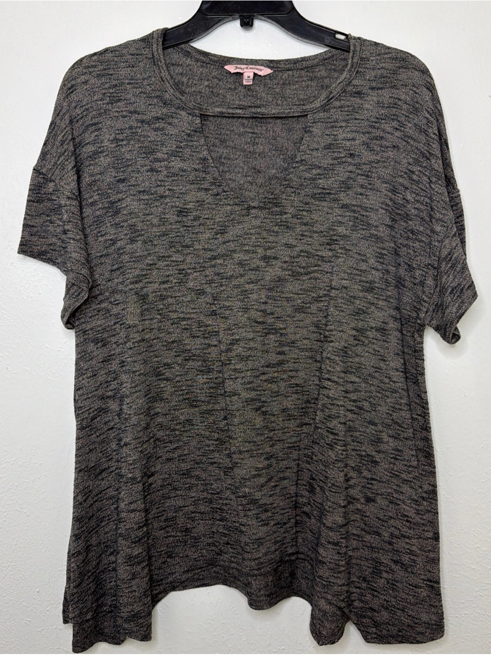 Juicy Couture Grey Heathered Cutout Short-Sleeve Top size M
